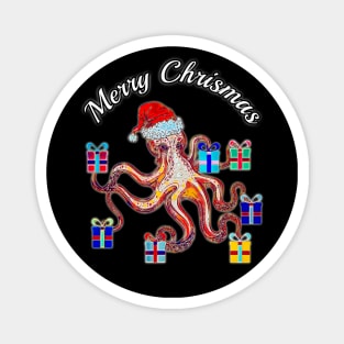 Merry Chrismas Octopus Magnet